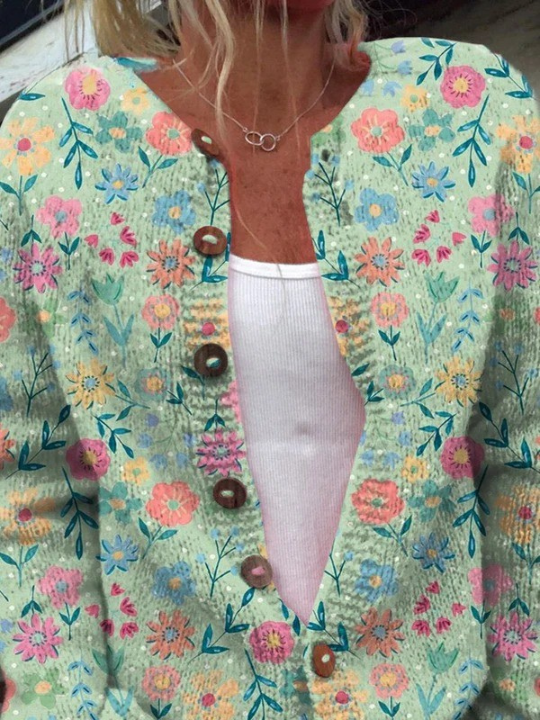 Foxfield™ | Cardigan Floral Vintage Feminino