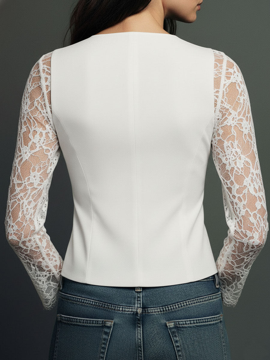 Noémie | Blazer Preto com Mangas Semi-Transparentes