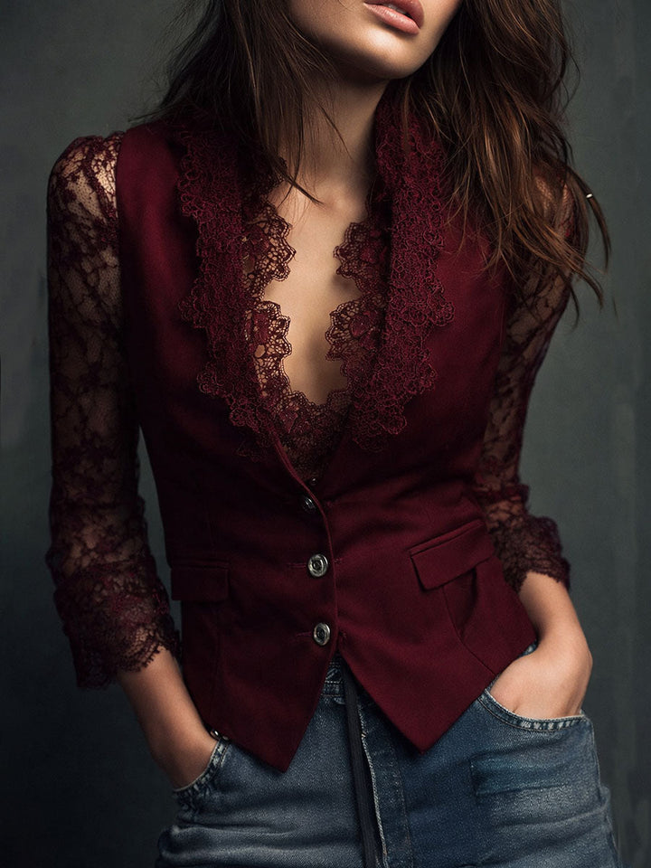 Noémie | Blazer Preto com Mangas Semi-Transparentes