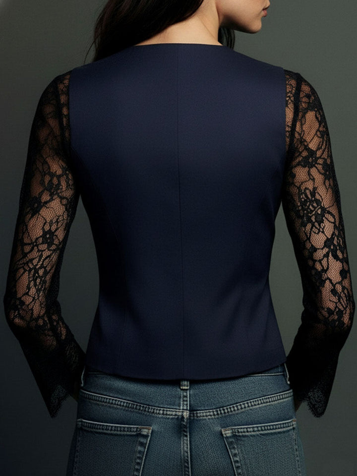 Noémie | Blazer Preto com Mangas Semi-Transparentes