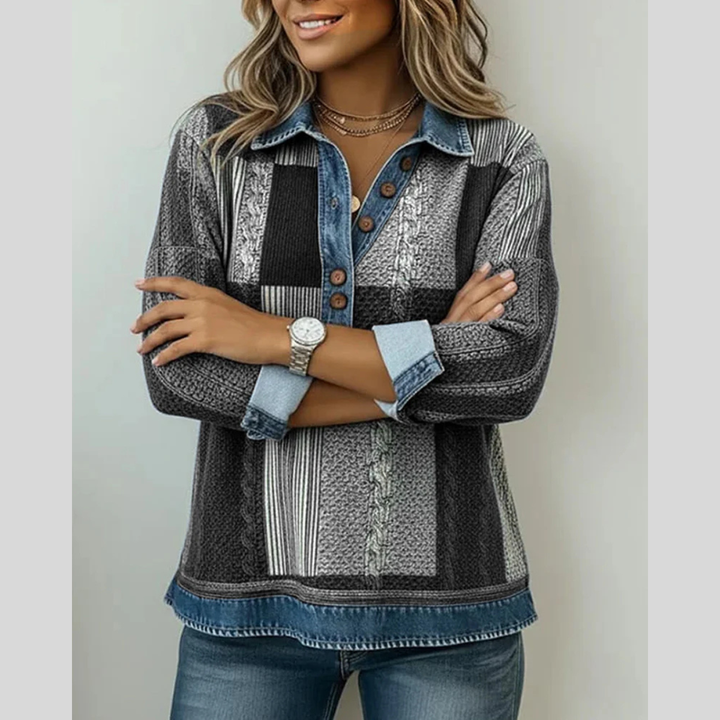 Meridell™ | Sweatshirt com Estampa em Blocos de Cor