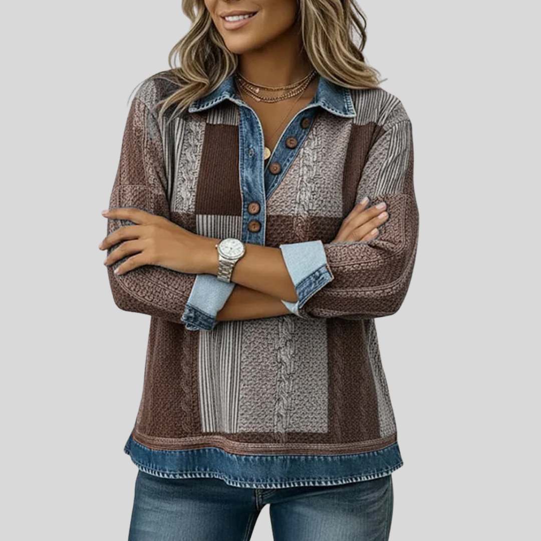 Meridell™ | Sweatshirt com Estampa em Blocos de Cor