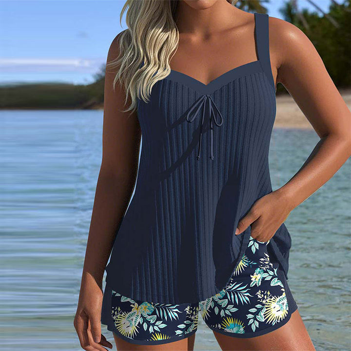 Bloom | Tankini às riscas com calções de praia