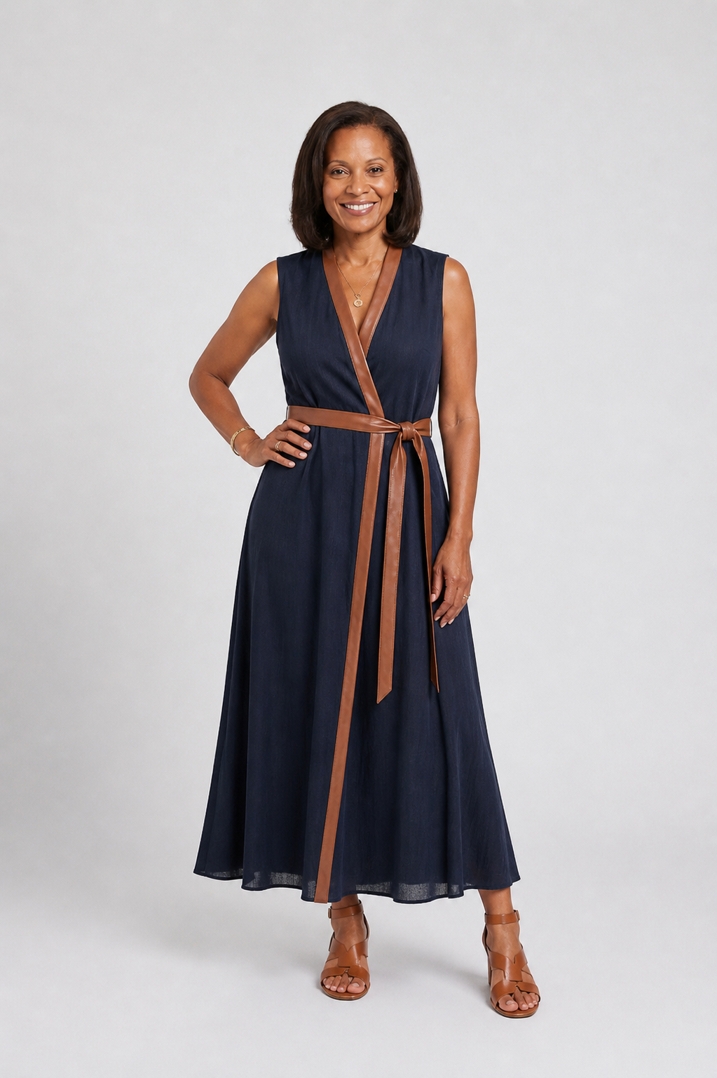 Myra | Vestido Midi de Linha em Contraste