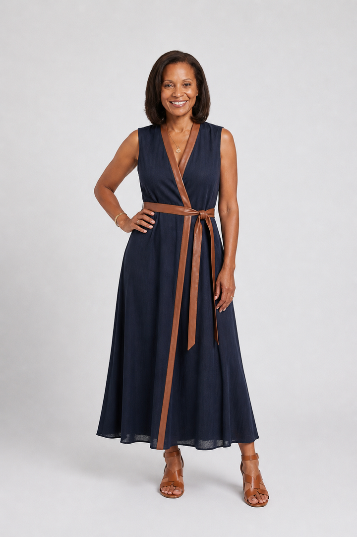 Myra | Vestido Midi de Linha em Contraste