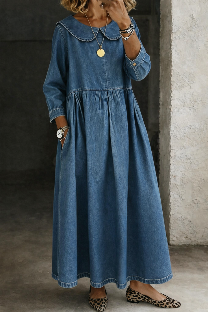 Clara | Vestido de Denim com Gola Peter Pan
