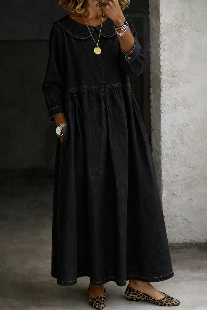 Clara | Vestido de Denim com Gola Peter Pan