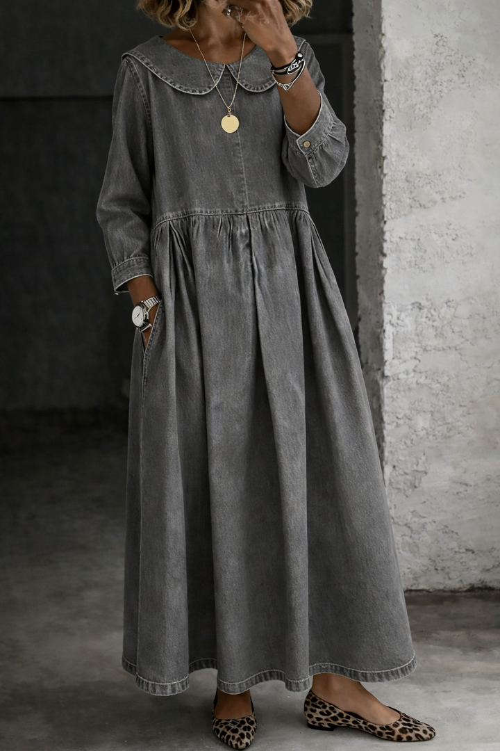 Clara | Vestido de Denim com Gola Peter Pan