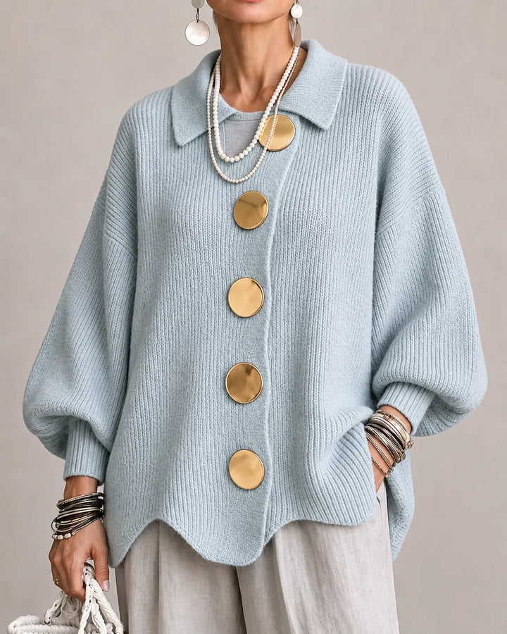 Elara | Cardigan de Malha Oversized com Botões