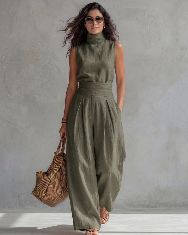 Maria | Conjunto de Calças Largas Elegantes e Top