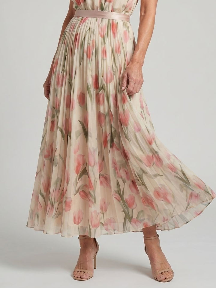 Aurelle | Vestido Midi Floral com Decote Halter