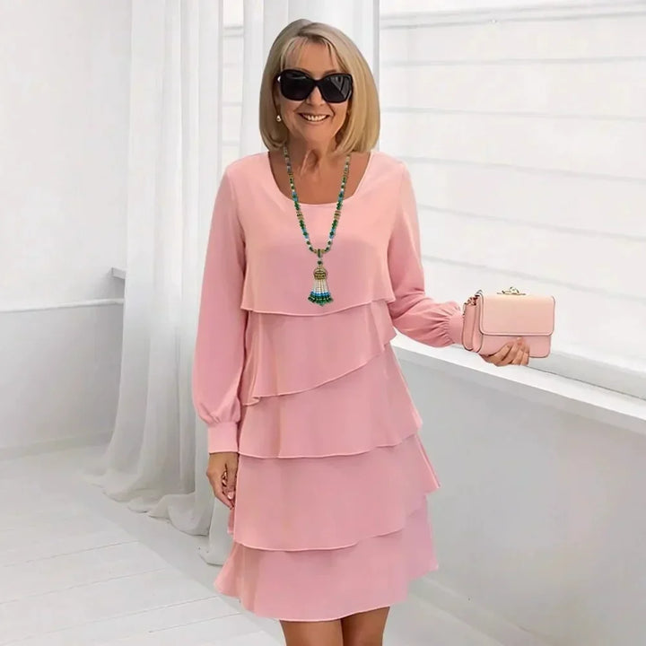 Teresa – Vestido elegante e fluido com volantes