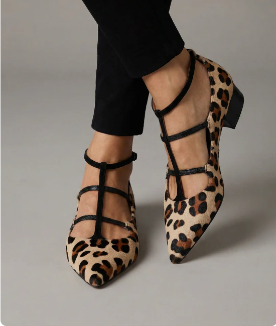 Bridget - Sapatos de salto com correia de leopardo
