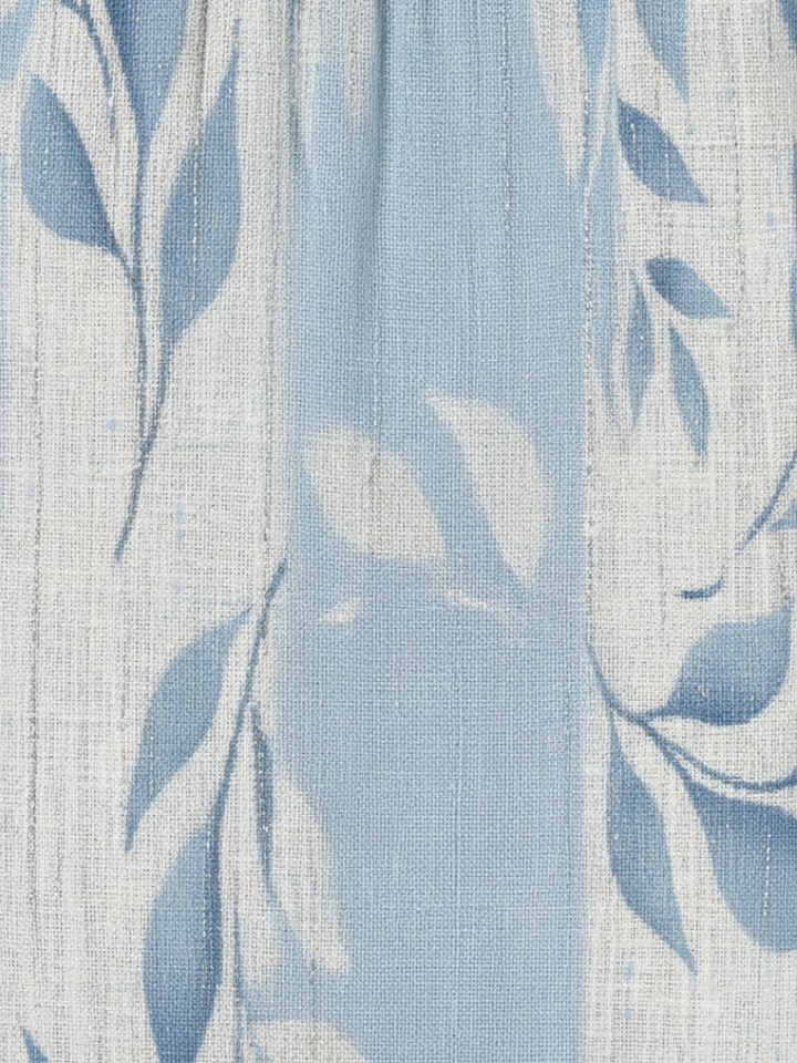 Solene | Vestido Midi Sem Mangas com Padrão de Folhas Azuis