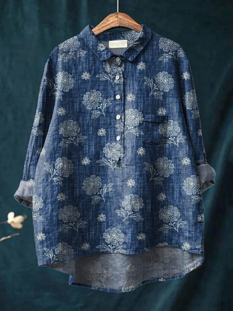 Lina | Camisa Bordada Floral Viva