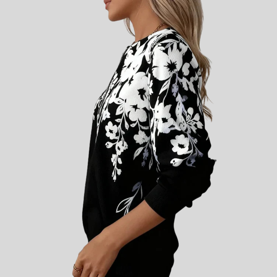 Crimson™ | Sweatshirt com Impressão Floral e Zíper