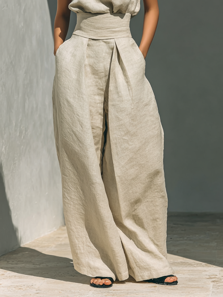 Sienna- Conjunto de Top Sem Mangas e Calças Largas
