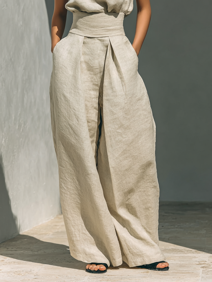 Sienna- Conjunto de Top Sem Mangas e Calças Largas