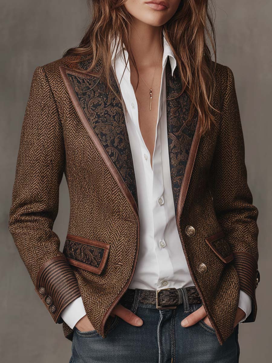 Rosaline | Blazer em Padrão Chevron