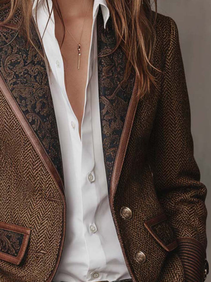 Rosaline | Blazer em Padrão Chevron