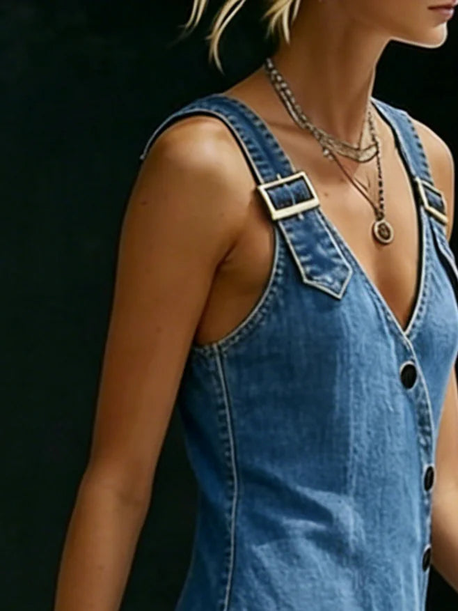 Vera | Vestido de Denim Longe com Botões