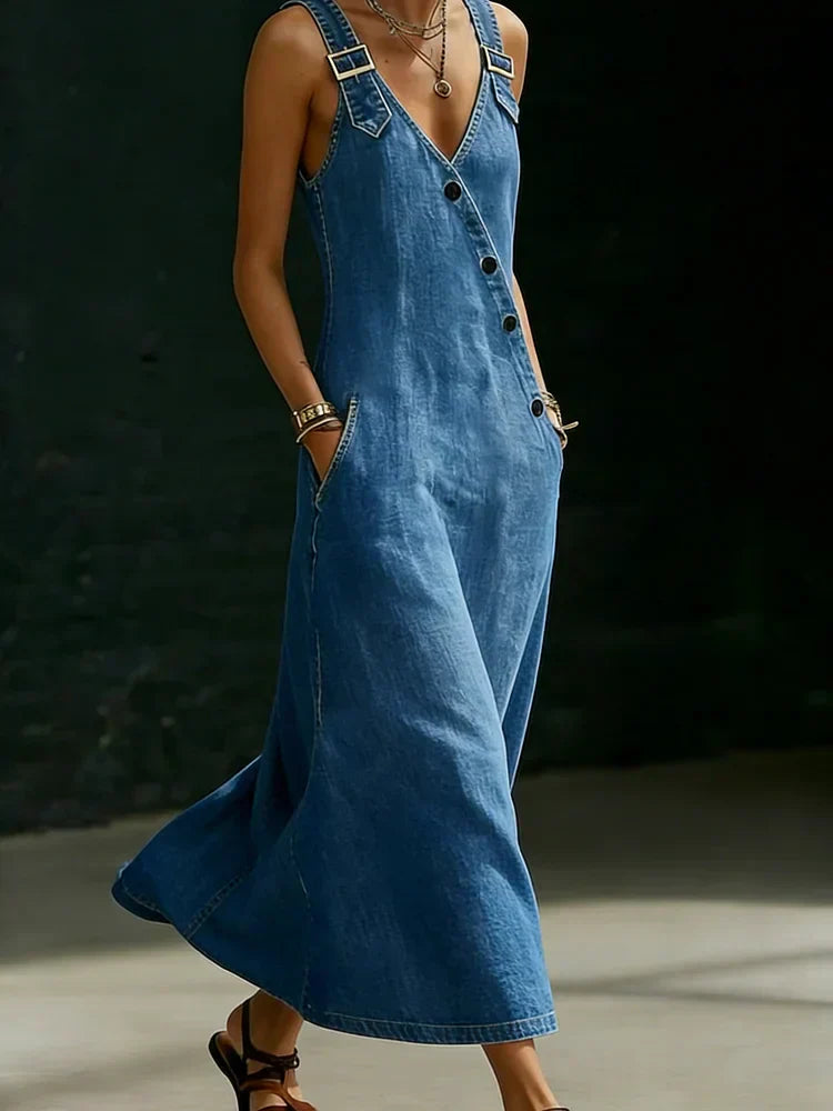 Vera | Vestido de Denim Longe com Botões