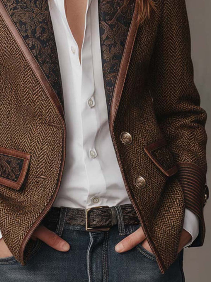 Rosaline | Blazer em Padrão Chevron