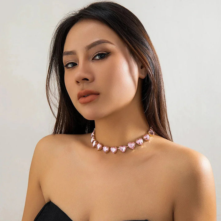 Colar Choker Coração de Cristal