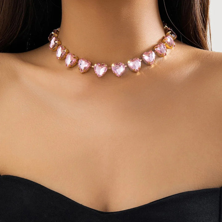 Colar Choker Coração de Cristal