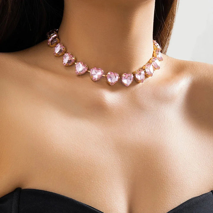 Colar Choker Coração de Cristal