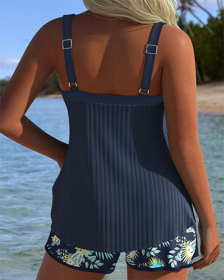 Bloom | Tankini às riscas com calções de praia