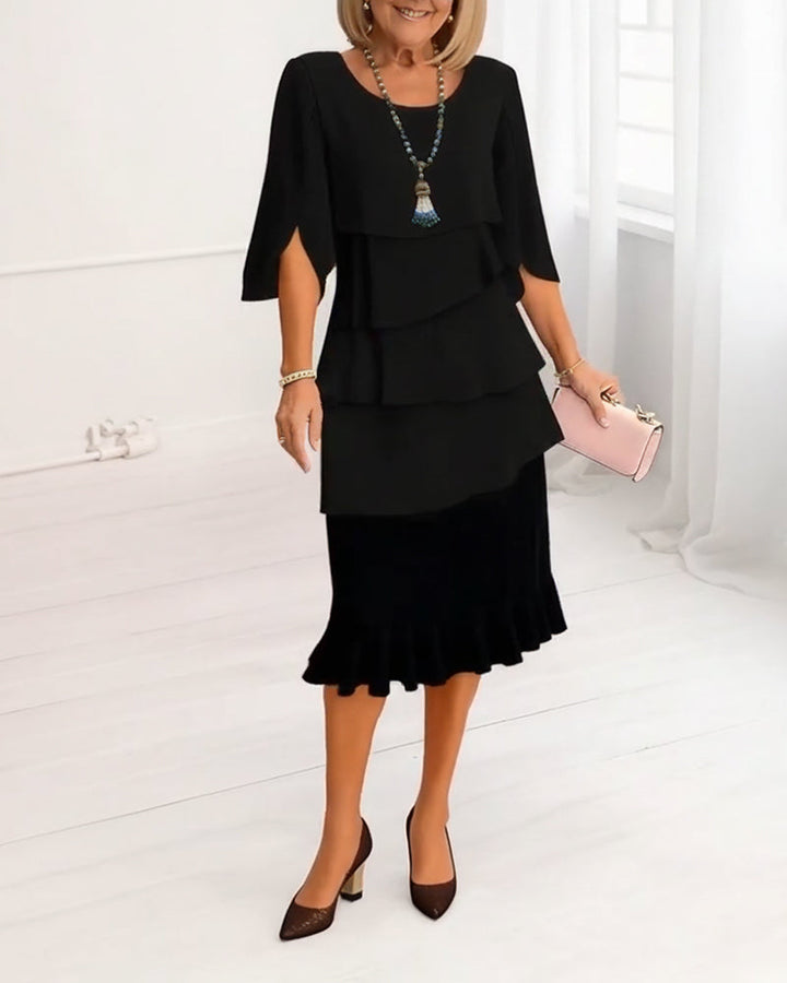 Sofia – Vestido elegante e fluido com volantes