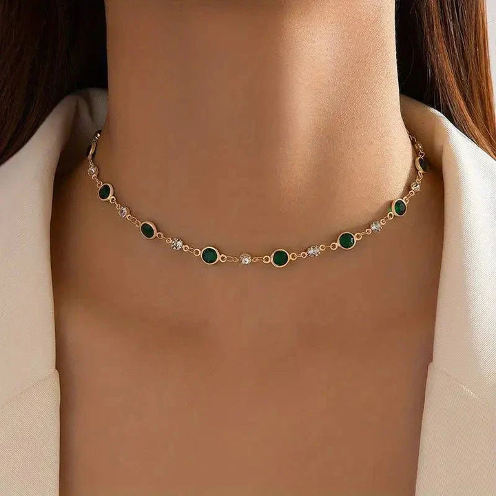 Colar Choker com Esmeraldas e Diamantes