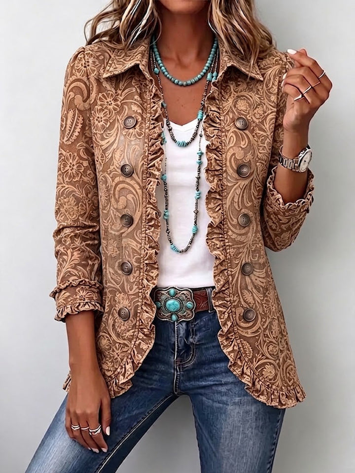 Vyclara™ | Jaqueta Rendada Floral Boémia Vintage