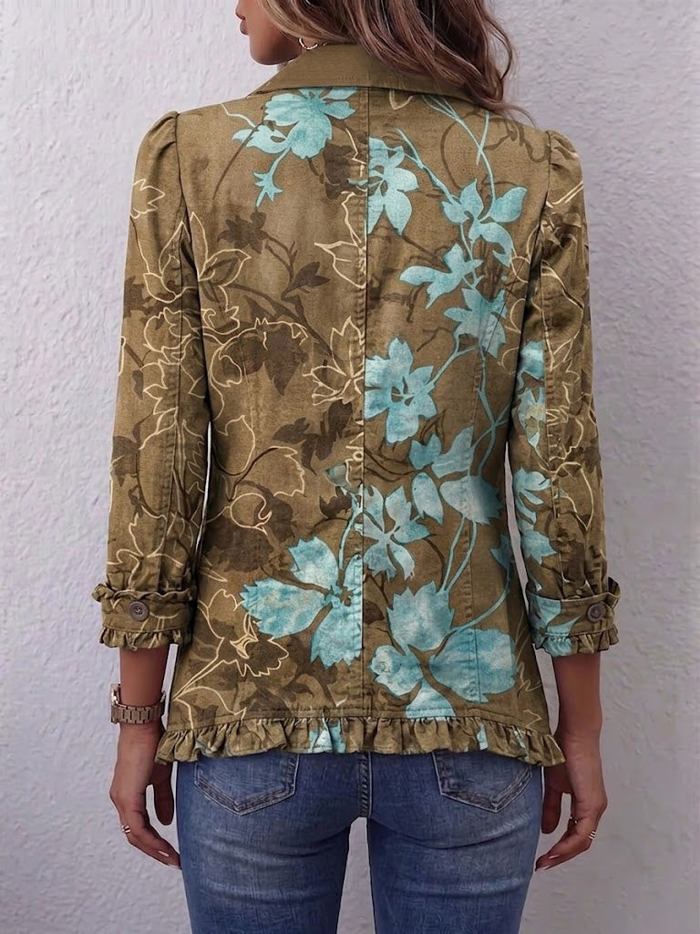Sundara™ | Casaco Vintage Floral em Gradiente Boho com Rendas