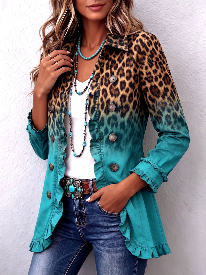 Elspeth™ | Blazer com Renda em Ombre de Leopardo