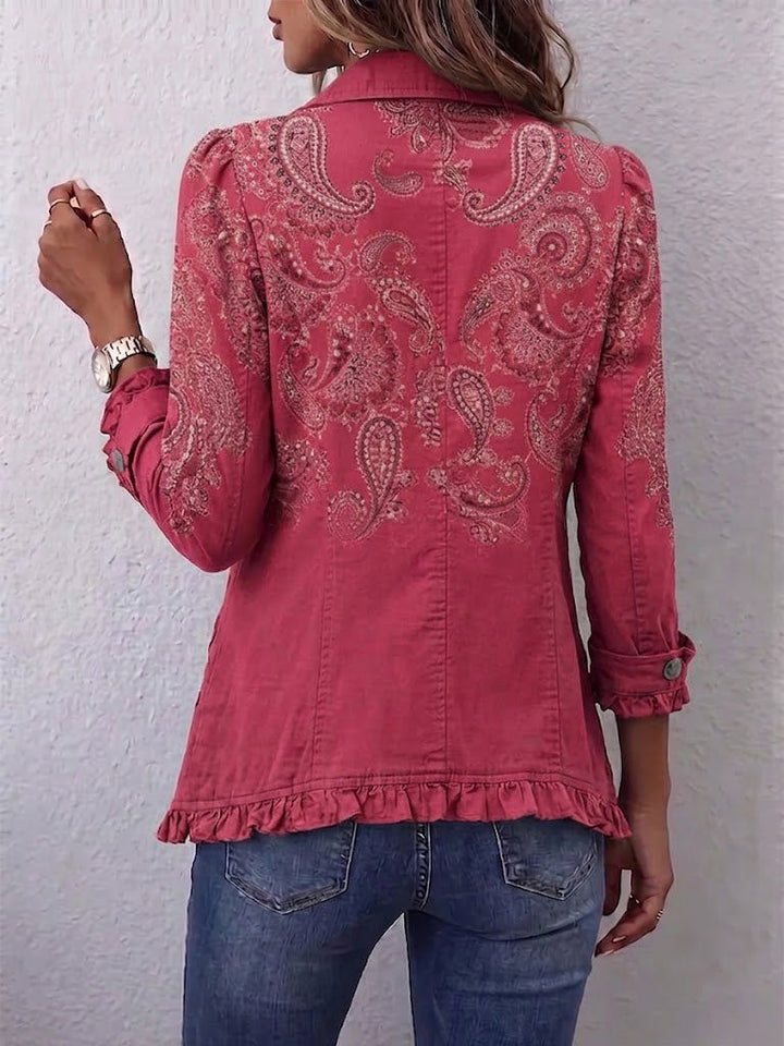Anouk™ | Casaco Vintage com Estampa Paisley e Rendas
