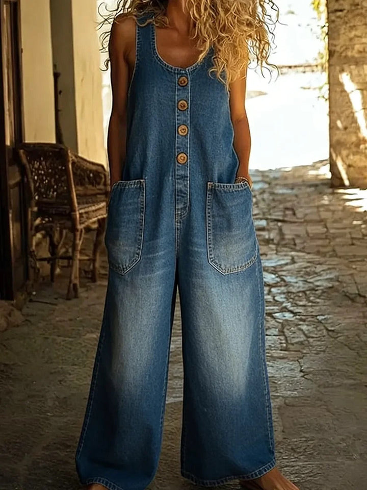 Ruth | Macacão de Algodão Denim Lavado Vintage