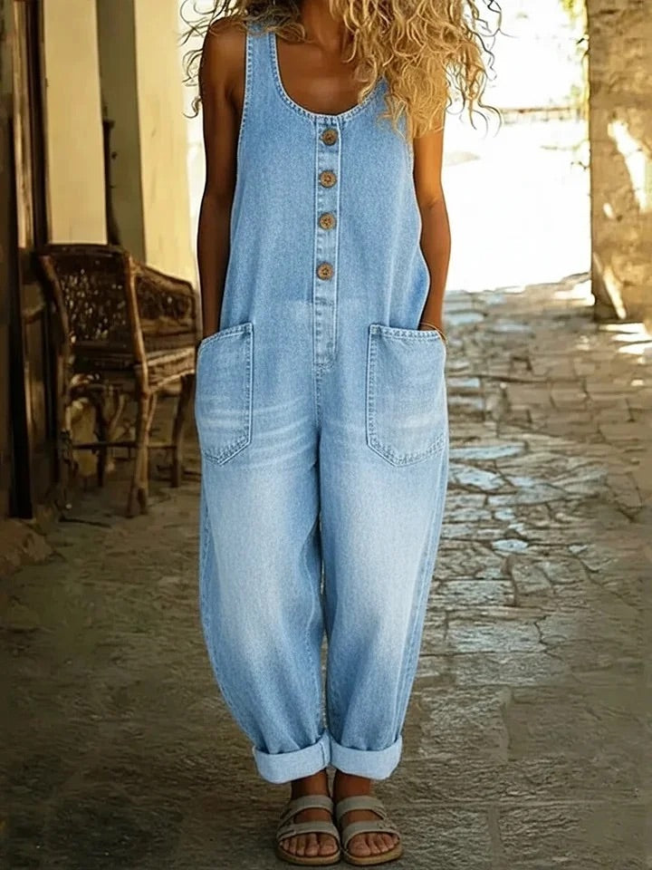 Ruth | Macacão de Algodão Denim Lavado Vintage