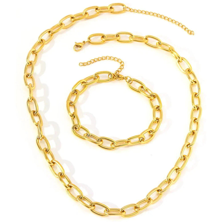 Conjunto Colar e Pulseira de Clip Simples