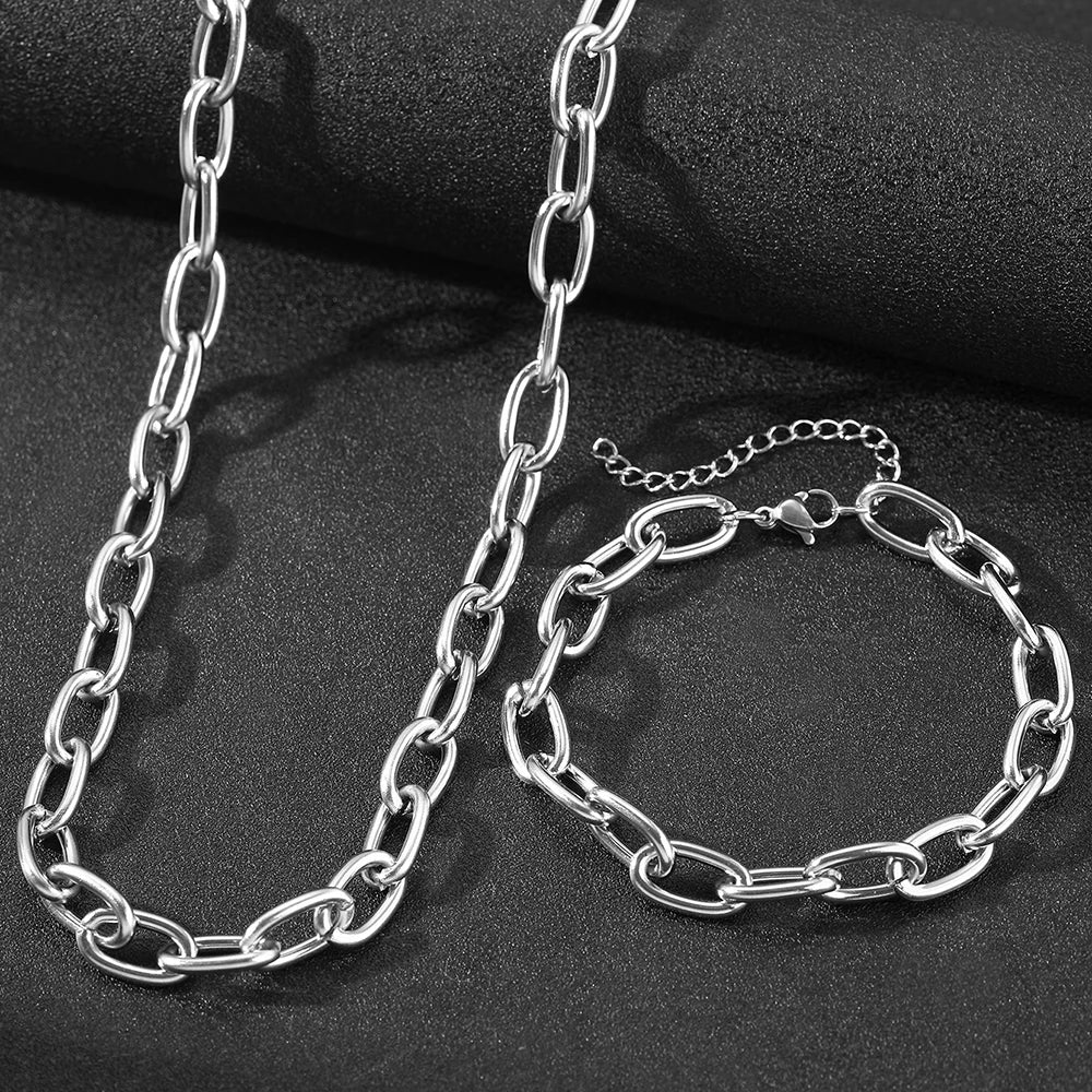 Conjunto Colar e Pulseira de Clip Simples