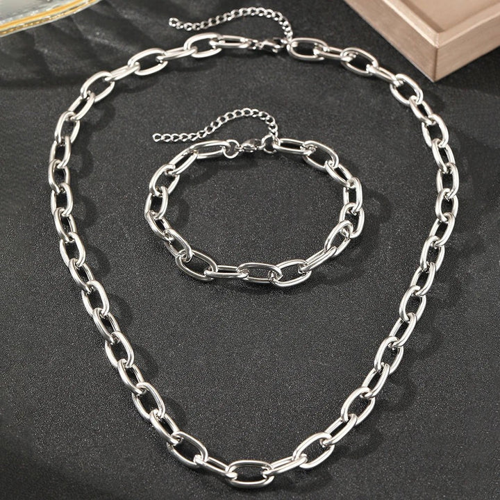 Conjunto Colar e Pulseira de Clip Simples