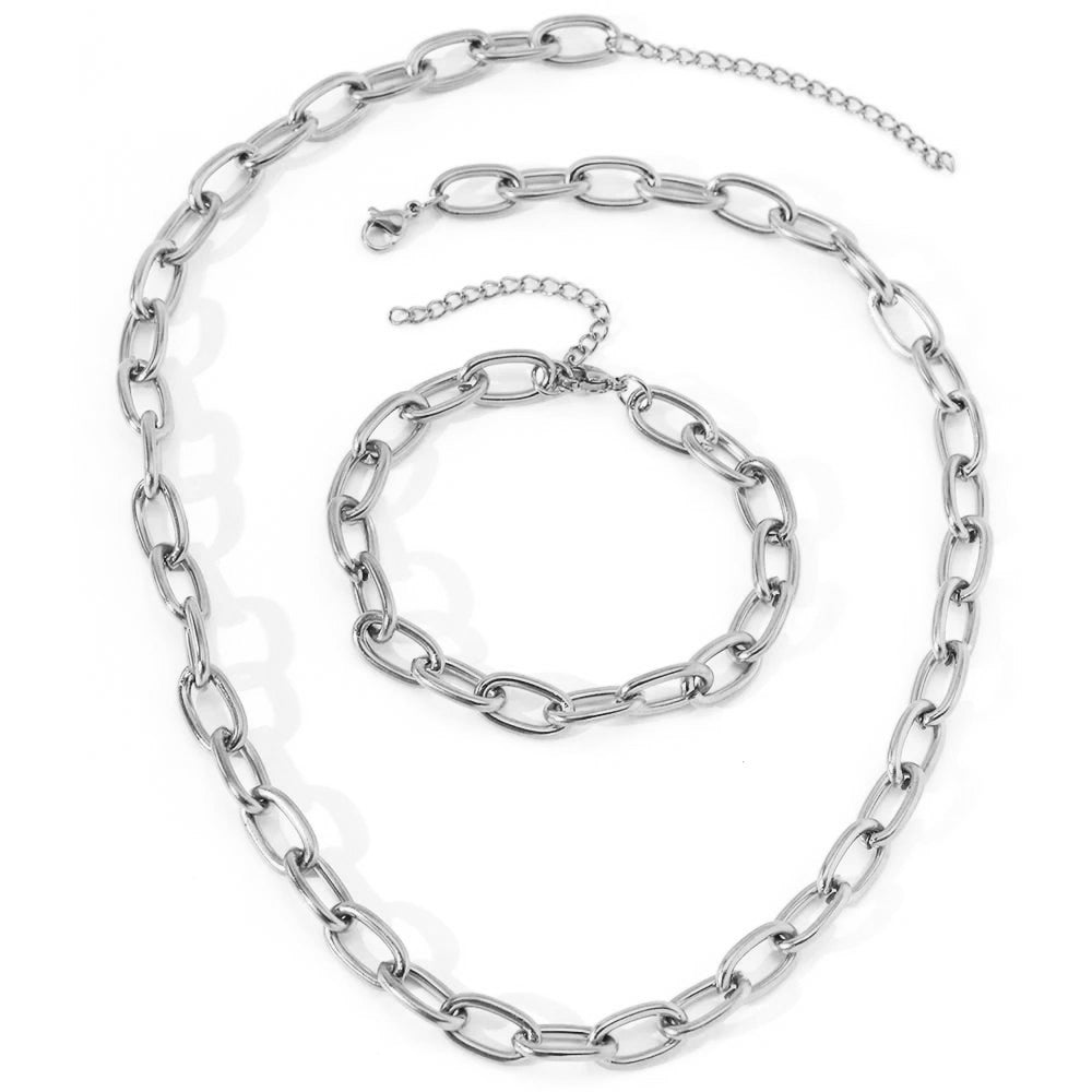 Conjunto Colar e Pulseira de Clip Simples