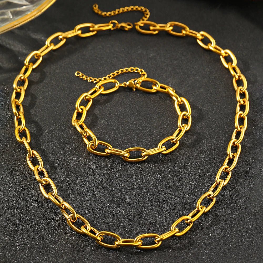 Conjunto Colar e Pulseira de Clip Simples