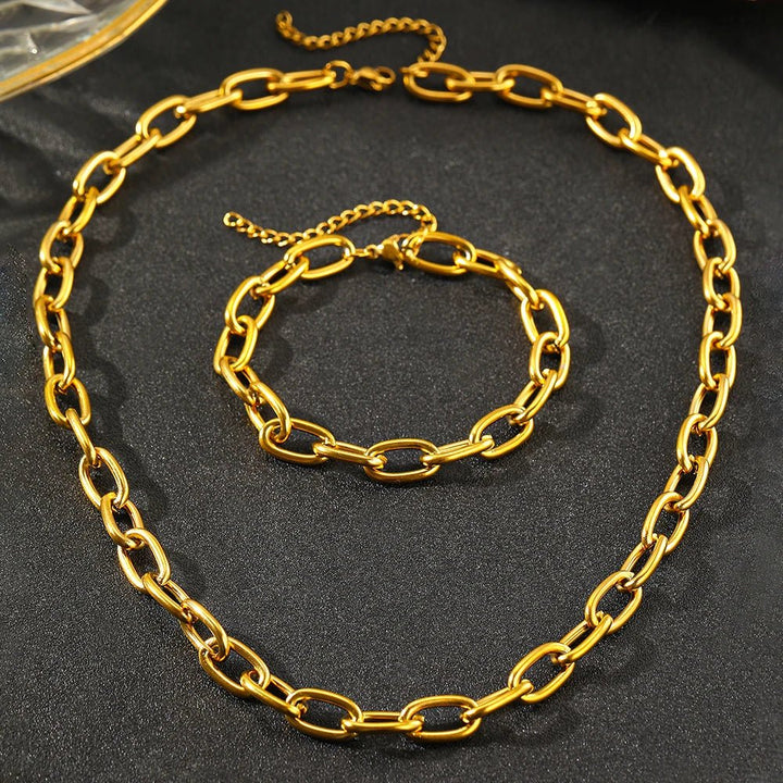 Conjunto Colar e Pulseira de Clip Simples