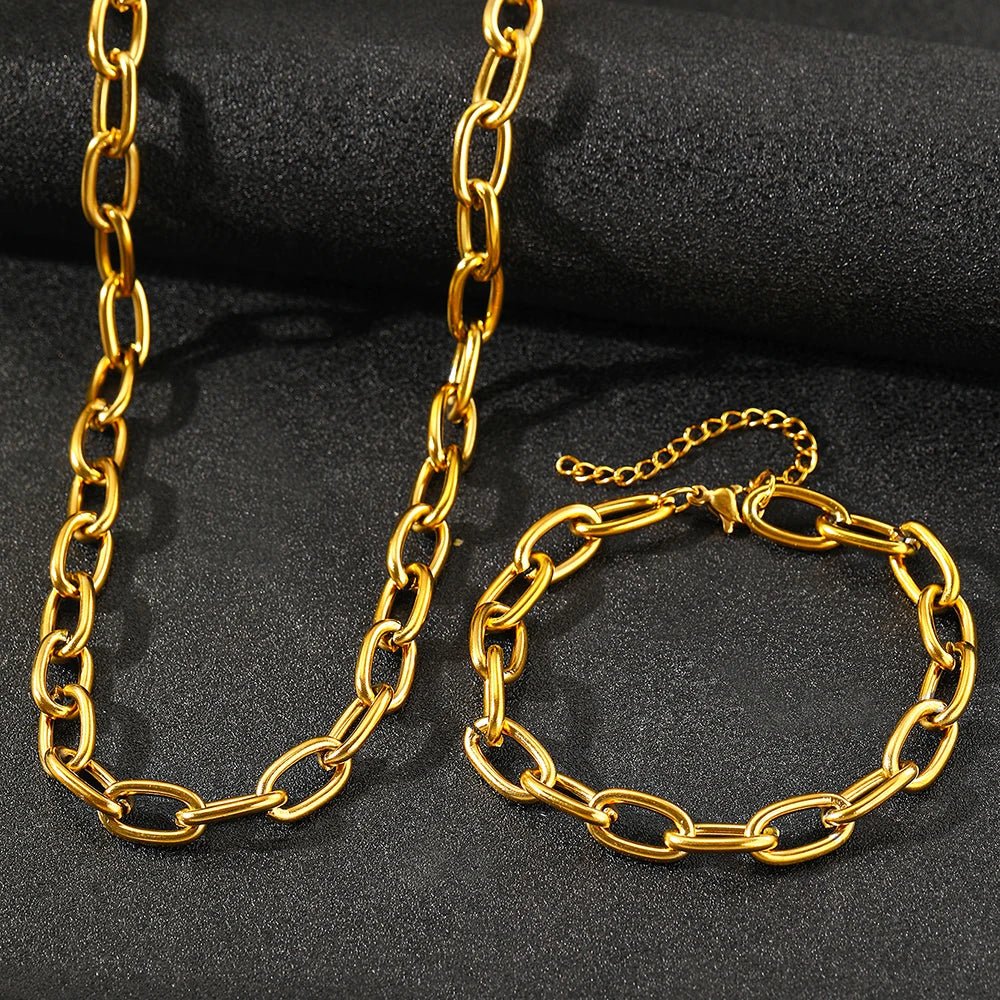 Conjunto Colar e Pulseira de Clip Simples