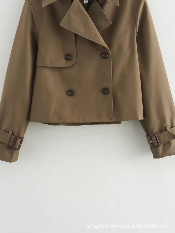 Eugenia | Casaco Trench Cropped de Dupla Abotoadura