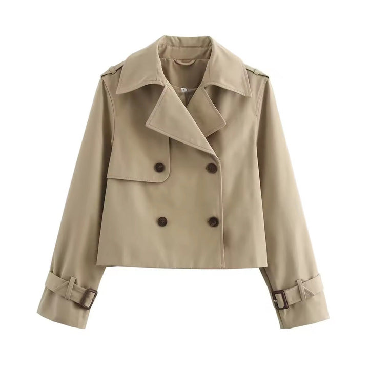 Eugenia | Casaco Trench Cropped de Dupla Abotoadura