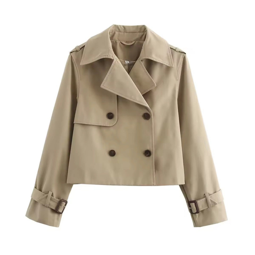 Eugenia | Casaco Trench Cropped de Dupla Abotoadura
