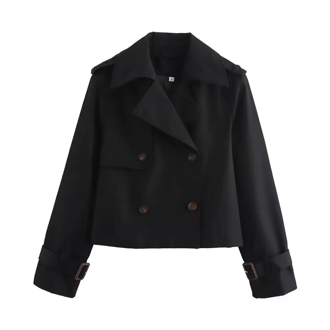 Eugenia | Casaco Trench Cropped de Dupla Abotoadura